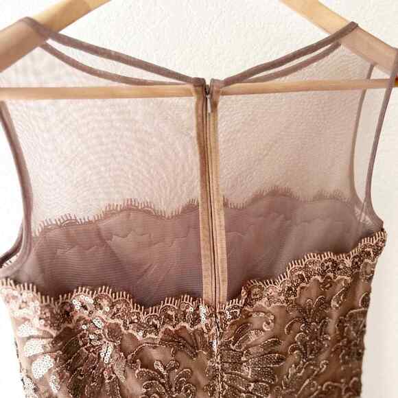 Tadashi Shoji Bronze Sleeveless Sequin Cocktail Dress Size 4 - Picture 9 of 15